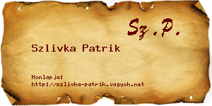 Szlivka Patrik névjegykártya
