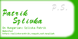 patrik szlivka business card